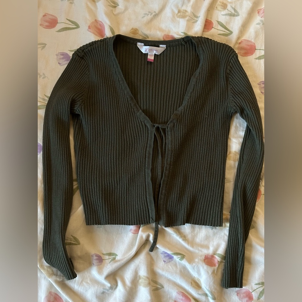 olive green cardigan